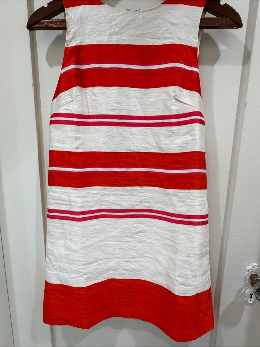 Alice + Olivia Red, Pink and White Striped Sleeveless Mini Dress